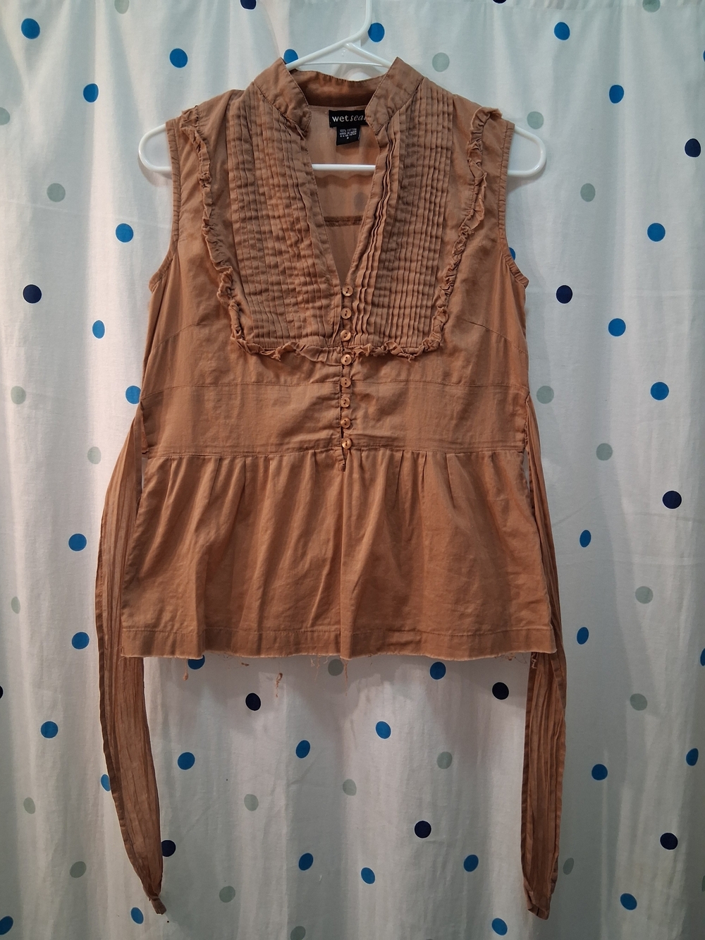 Wet Seal Tan Ruffle Bib Sleeveless Peplum Tank